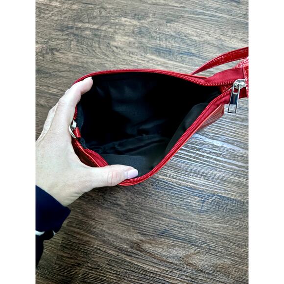 Y2K Faux Leather Red Animal Skin Shoulder Bag - Picture 2 of 3